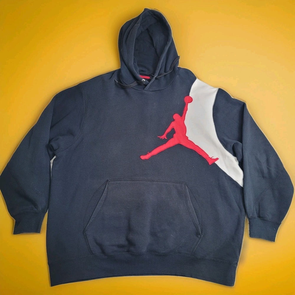 🏀Nike Air Jordan Hoodie Mens 3XL Black Jumbo Jumpman Pullover Fleece Retro XLNT